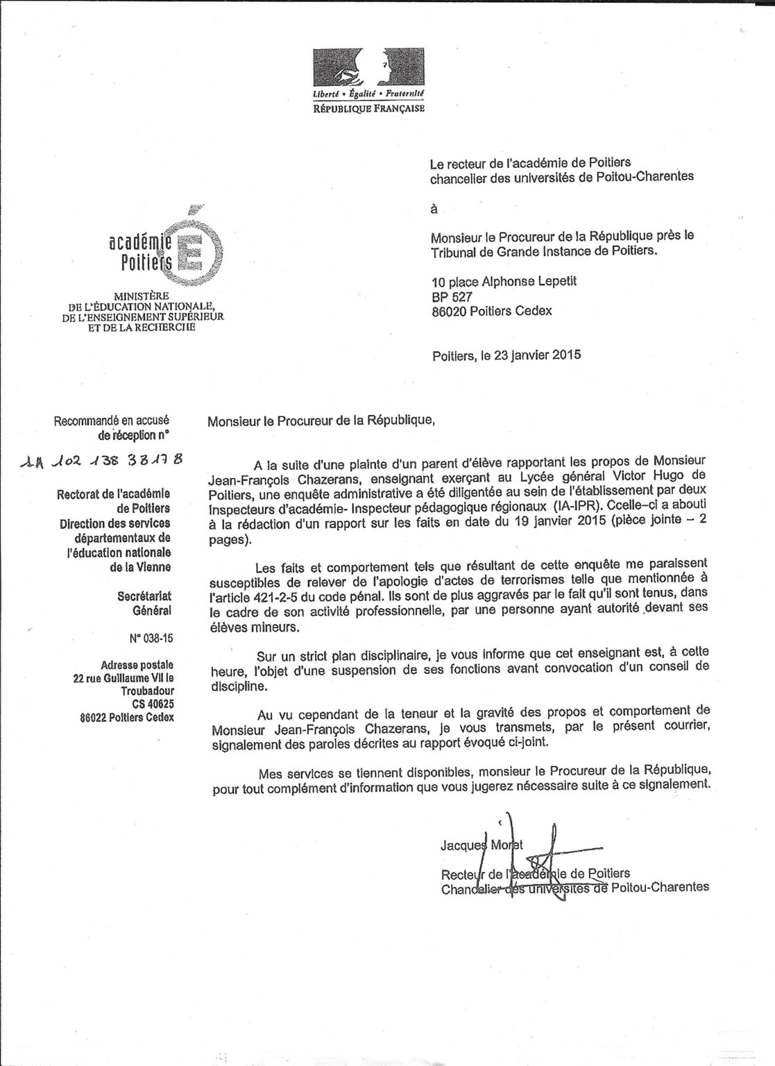 lettre au tribunal administratif